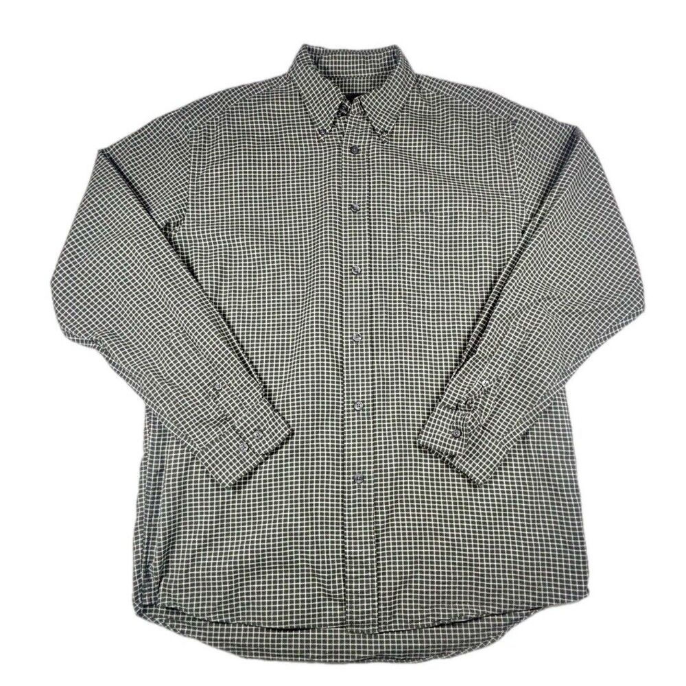 Eddie Bauer Green Plaid Button Down Shirt Wrinkle Resistant Casual Size Small